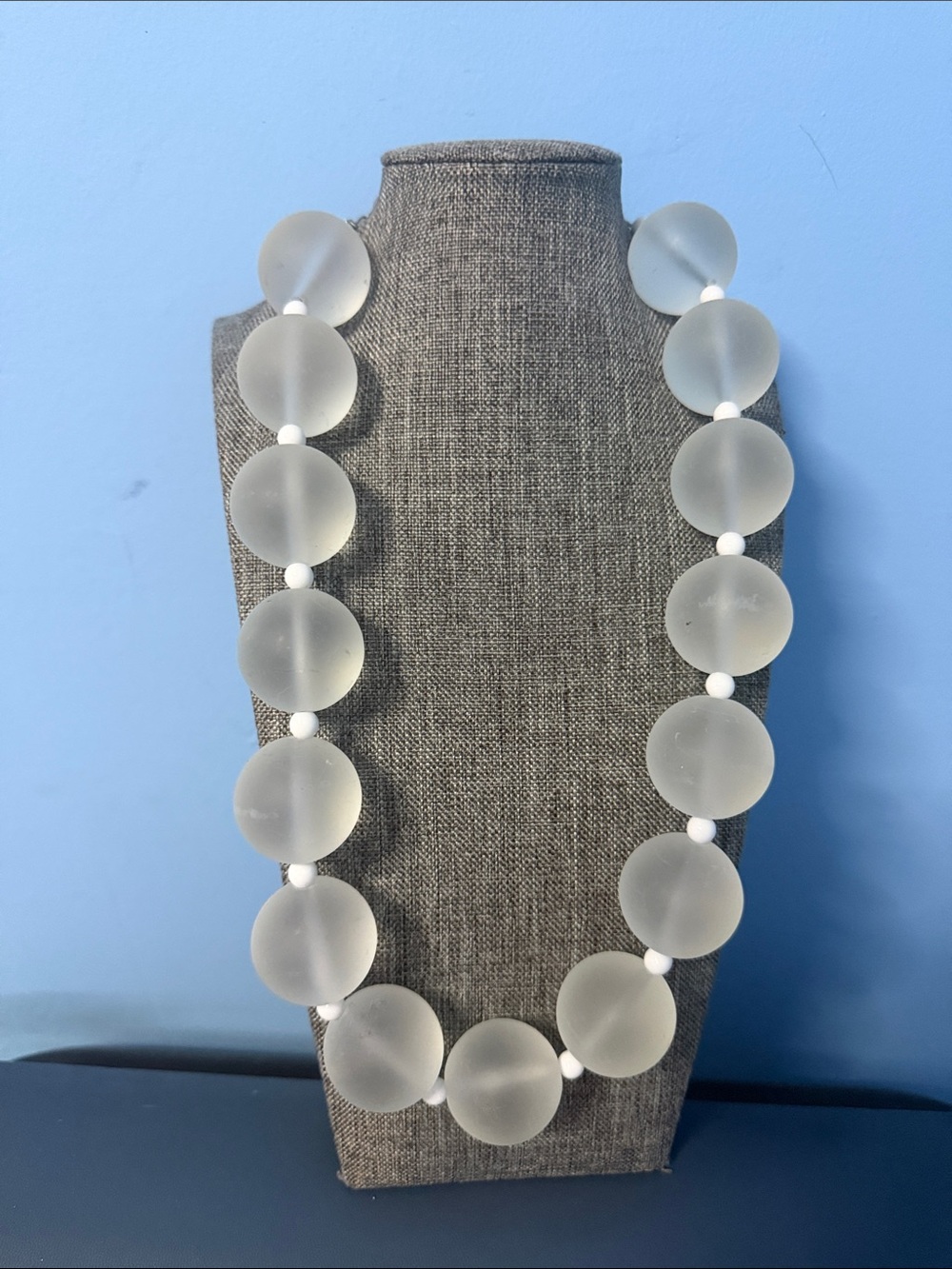 Sassy Jones Dina Frosted White Statement Bead Necklace